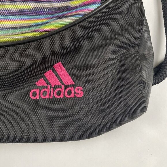 Adidas Drawstring Bag Backpack Women's Colorful Triple Stripe Logo Zip Pocket - Picture 5 of 12